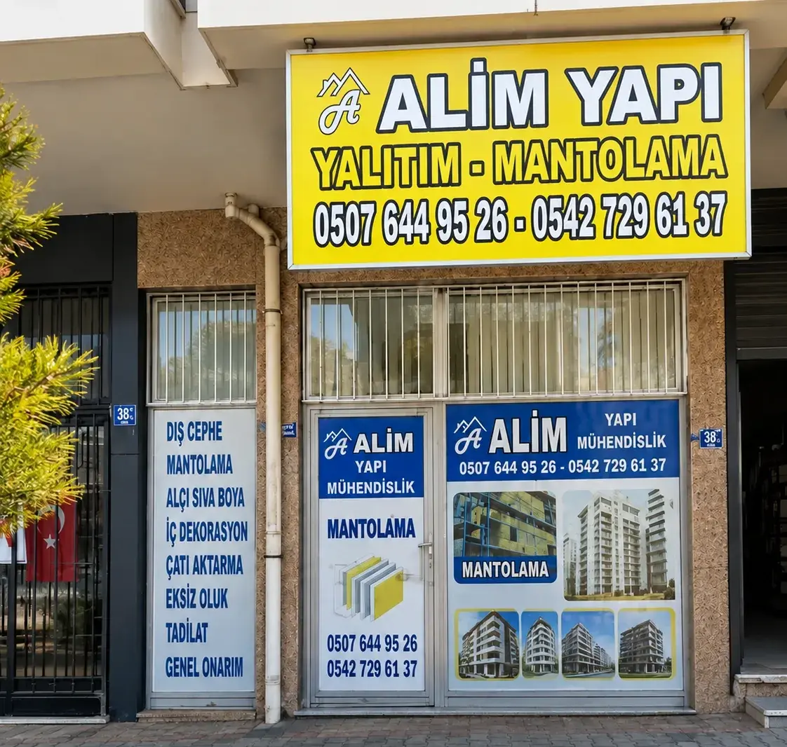 Alim Yapı'nın Keçiören'deki sarı tabelalı dükkânının girişi
